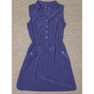 Alfani‎ Dress Sleeveless Shirt Dress Pockets Collared Blue Size 6